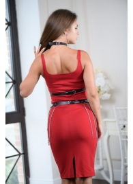 Черно-серебристая портупея-юбка plus size с цепочками - БДСМ Арсенал - купить с доставкой в Пензе