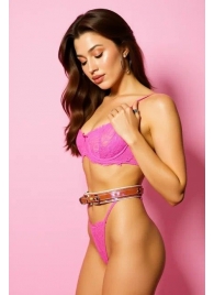 Эффектный розовый пояс из голографической эко-кожи - БДСМ Арсенал - купить с доставкой в Пензе