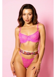 Эффектный розовый пояс из голографической эко-кожи - БДСМ Арсенал - купить с доставкой в Пензе