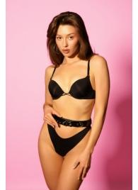 Эффектный черный пояс из лаковой эко-кожи - БДСМ Арсенал - купить с доставкой в Пензе