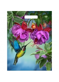 Пакет с принтом в виде колибри в цветах с вырубной ручкой (31х40 см) - Сима-Ленд - купить с доставкой в Пензе