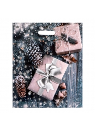 Новогодний пакет с принтом в виде подарков и вырубной ручкой (45х38 см) - Сима-Ленд - купить с доставкой в Пензе