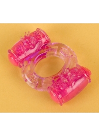 Фиолетовое виброкольцо с двумя вибропульками - Toyfa Basic - в Пензе купить с доставкой