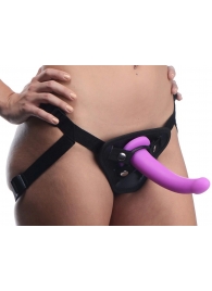 Лиловый поясной страпон Navigator Silicone G-Spot Dildo with Harness - 17,8 см. - XR Brands - купить с доставкой в Пензе