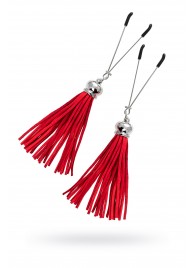 Зажимы на соски «Вилки» с красными кисточками из замши - Pecado - купить с доставкой в Пензе