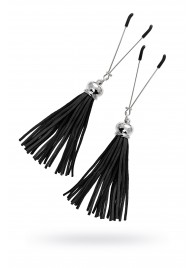 Зажимы на соски «Вилки» с черными кисточками из замши - Pecado - купить с доставкой в Пензе