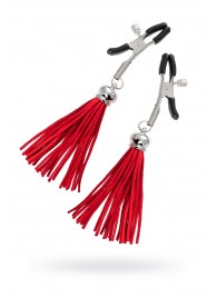 Зажимы на соски «Прищепки» с красными кисточками из замши - Pecado - купить с доставкой в Пензе