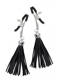 Зажимы на соски «Прищепки» с черными кисточками из замши - Pecado - купить с доставкой в Пензе