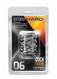 Прозрачная насадка с объёмными чёрточками STAY HARD COCK SLEEVE 06 CLEAR - Blush Novelties - в Пензе купить с доставкой