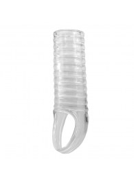 Прозрачная насадка на пенис с ребрышками и подхватом мошонки - Baile - в Пензе купить с доставкой