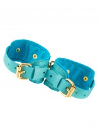 Голубые двуслойные кожаные оковы - Pecado - купить с доставкой в Пензе