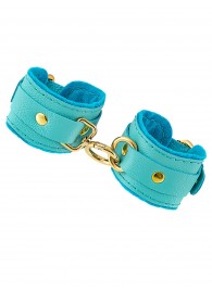 Голубые двуслойные кожаные наручники-браслеты - Pecado - купить с доставкой в Пензе