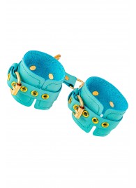 Голубые однослойные кожаные наручники - Pecado - купить с доставкой в Пензе