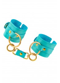 Голубые однослойные кожаные наручники - Pecado - купить с доставкой в Пензе