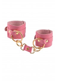 Розовые однослойные кожаные наручники - Pecado - купить с доставкой в Пензе