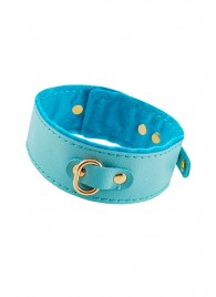 Голубой двуслойный кожаный ошейник с подкладкой из фетра - Pecado - купить с доставкой в Пензе