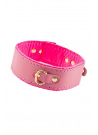 Розовый двуслойный кожаный ошейник с подкладкой из фетра - Pecado - купить с доставкой в Пензе