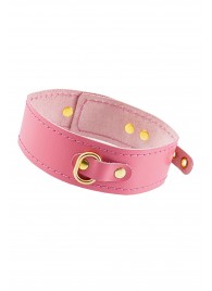 Розовый кожаный однослойный ошейник с прошивкой - Pecado - купить с доставкой в Пензе