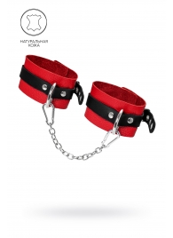 Красно-черные мягкие оковы с одним ремешком и люверсами - Pecado - купить с доставкой в Пензе