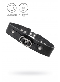 Черный чокер-ошейник со связанными кольцами на подложке - Pecado - купить с доставкой в Пензе