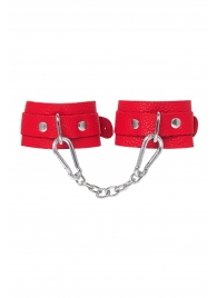 Красные кожаные наручники-браслеты со скруглёнными углами - Pecado - купить с доставкой в Пензе