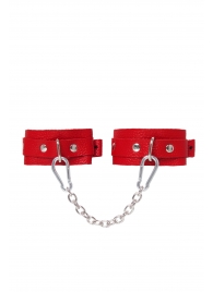 Красные кожаные узкие оковы со скруглёнными углами - Pecado - купить с доставкой в Пензе