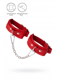Красные кожаные узкие оковы со скруглёнными углами - Pecado - купить с доставкой в Пензе