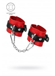 Красно-черные мягкие наручники с одним ремешком с люверсами - Pecado - купить с доставкой в Пензе