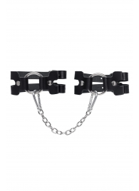 Черные кожаные оковы из двух ремешков - Pecado - купить с доставкой в Пензе