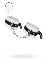 Бело-черные мягкие оковы с одним ремешком и люверсами - Pecado - купить с доставкой в Пензе