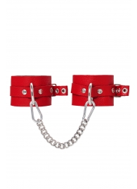 Красные мягкие кожаные оковы с люверсами - Pecado - купить с доставкой в Пензе