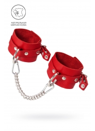 Красные мягкие кожаные оковы с люверсами - Pecado - купить с доставкой в Пензе