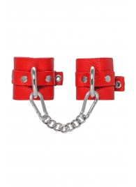 Красные мягкие кожаные наручники с люверсами - Pecado - купить с доставкой в Пензе