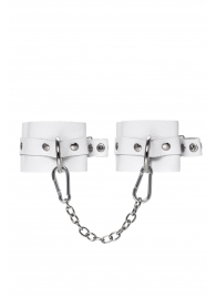 Белые мягкие кожаные оковы с люверсами - Pecado - купить с доставкой в Пензе