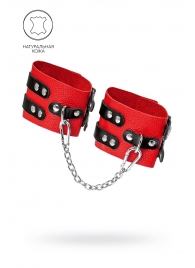 Красно-черные мягкие оковы с двумя ремешками с люверсами - Pecado - купить с доставкой в Пензе