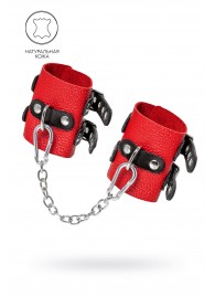 Красно-черные мягкие наручники с двумя ремешками с люверсами - Pecado - купить с доставкой в Пензе