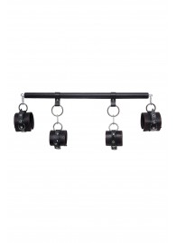 Черная распорка с 4 манжетами для рук и ног - Pecado - купить с доставкой в Пензе