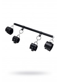 Черная распорка с 4 манжетами для рук и ног - Pecado - купить с доставкой в Пензе