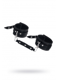 Черные двухслойные кожаные оковы с белой строчкой - Pecado - купить с доставкой в Пензе