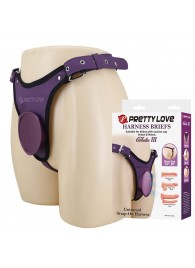 Фиолетовые трусики харнесс с платформой Caludio III - Baile - купить с доставкой в Пензе