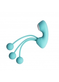 Бирюзовый вакуумный стимулятор клитора с вагинальными виброшариками - Youvic