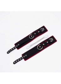 Черно-красные оковы с красной строчкой Sex - Crazy Handmade - купить с доставкой в Пензе