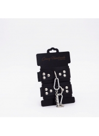 Черные кожаные наручники с регулируемыми ремешками - Crazy Handmade - купить с доставкой в Пензе