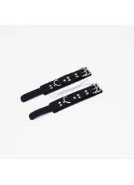 Черные кожаные наручники с регулируемыми ремешками - Crazy Handmade - купить с доставкой в Пензе