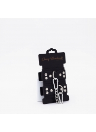 Черные кожаные оковы с регулируемыми ремешками - Crazy Handmade - купить с доставкой в Пензе