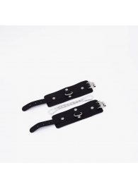 Черные кожаные наручники с хромированной фурнитурой - Crazy Handmade - купить с доставкой в Пензе