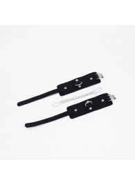 Черные кожаные оковы с хромированной фурнитурой - Crazy Handmade - купить с доставкой в Пензе