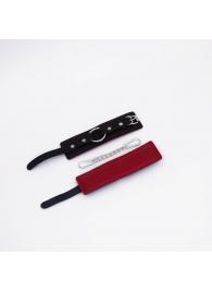 Черно-красные кожаные наручники - Crazy Handmade - купить с доставкой в Пензе