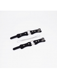 Черные кожаные наручники с кольцом - Crazy Handmade - купить с доставкой в Пензе