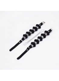 Черные кожаные наручники из звеньев - Crazy Handmade - купить с доставкой в Пензе